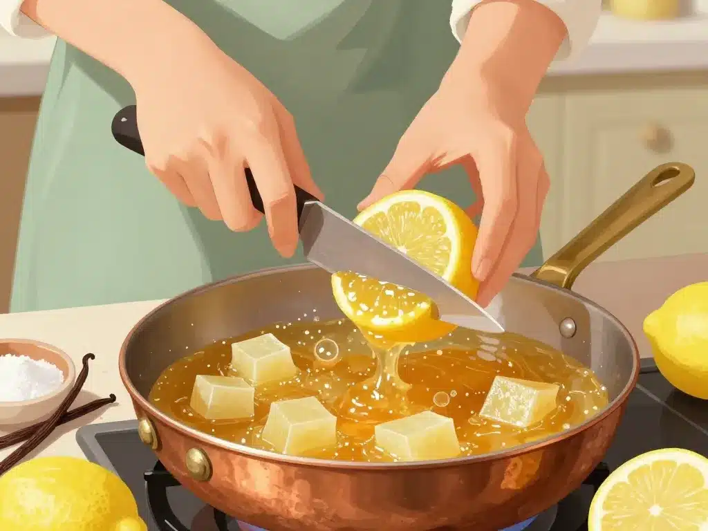 Préparation confiture de citre Le Parfait, découpe citre, sucre et citron