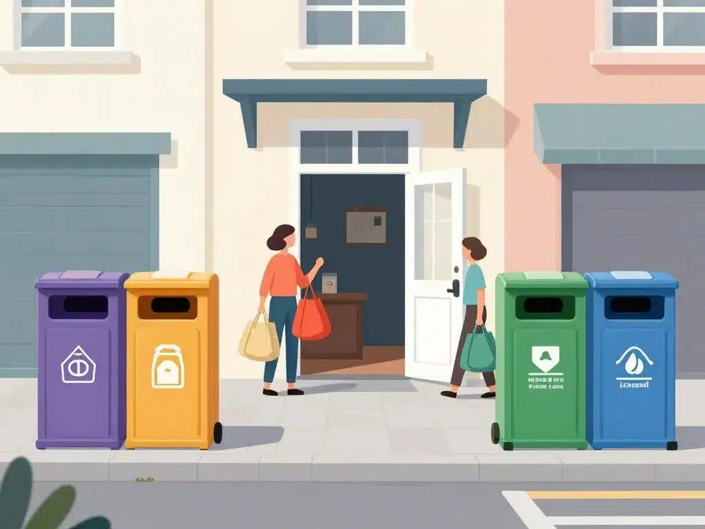 Dans quelle poubelle jeter les vêtements usagés, illustration bornes et points collecte