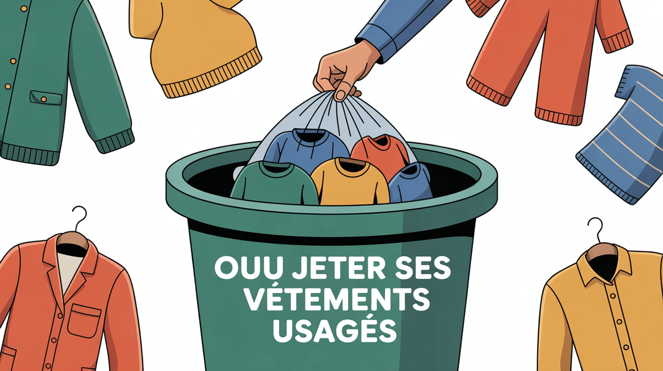 Dans quelle poubelle jeter les vêtements usagés, dépôt sac borne collecte