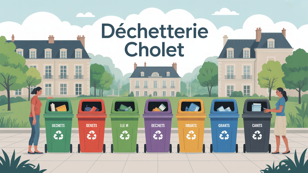 Déchetterie Cholet illustration moderne tri bennes
