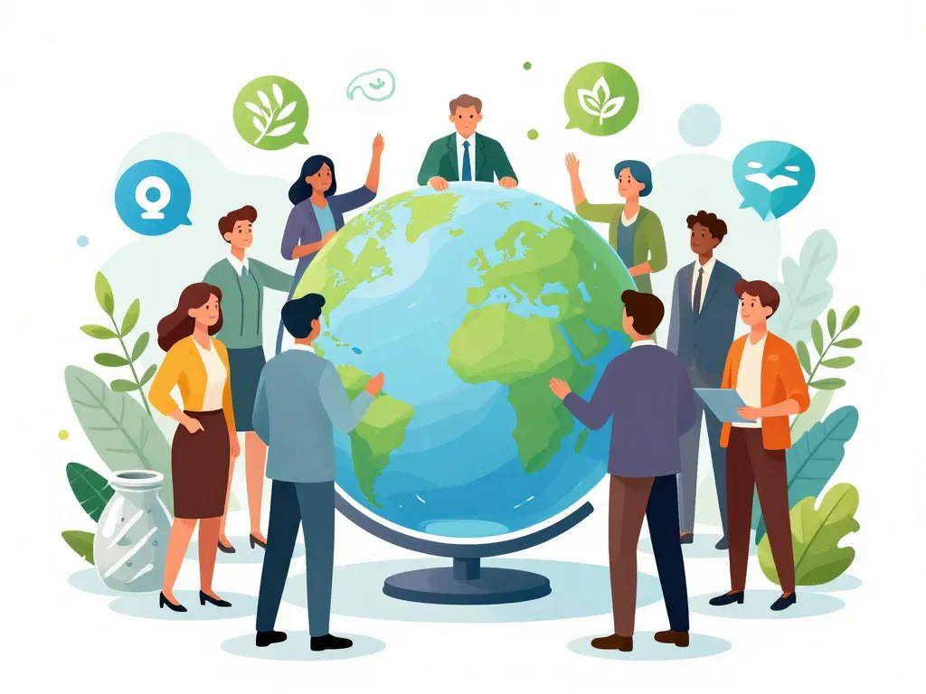 Professionnels collaboration environmental services association globe symbolique environnement
