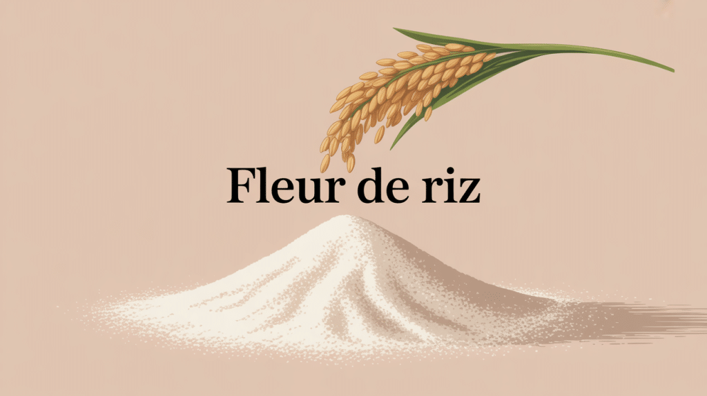 fleur de riz poudre fine blanche sur fond doux