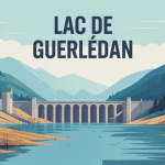 Lac de Guerlédan vide paysage vectoriel barrages vestiges