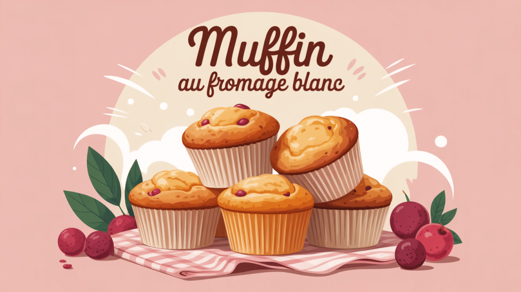 muffin fromage blanc moelleux illustration pile matin fruits rouges