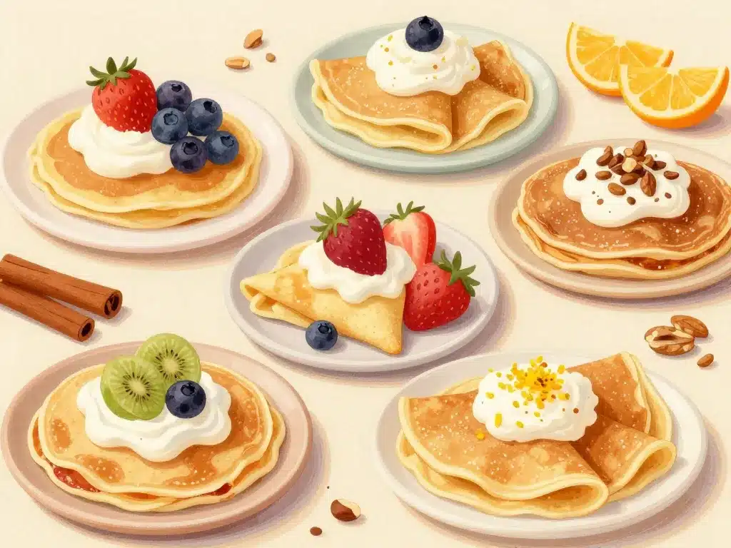 Garnitures saines sur pates a crepes sans sucre