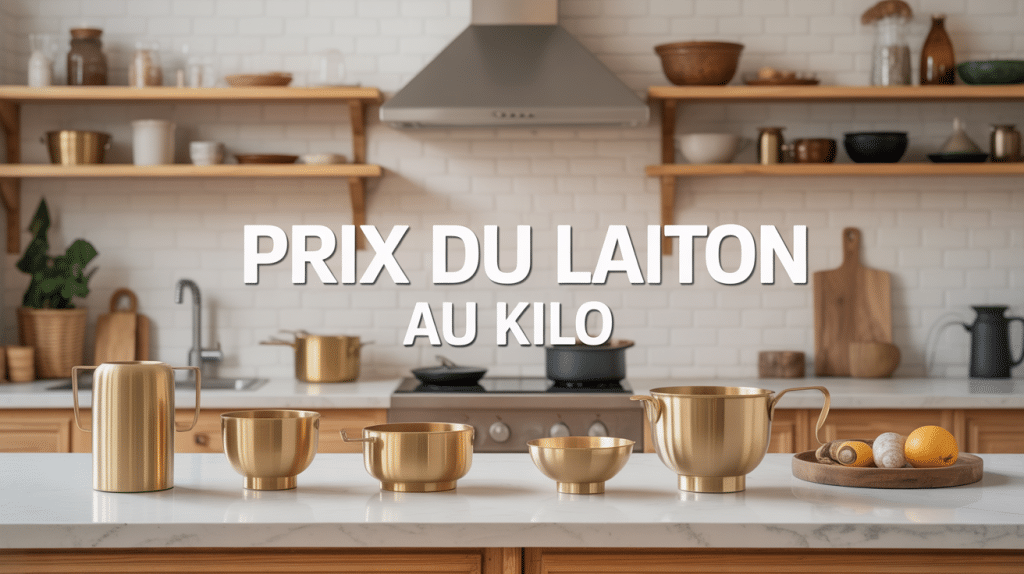 illustration estimation prix du laiton au kilo objets sur balance