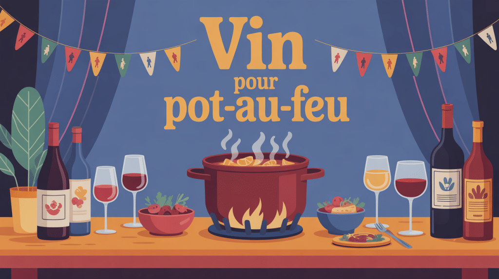 Image d'une table de pot au feu et vin, quel vin avec un pot au feu