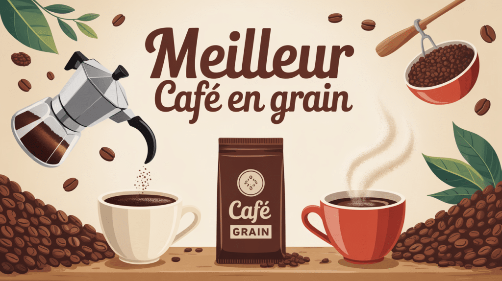 quelle est le meilleur café en grain illustration ambiance chaleureuse