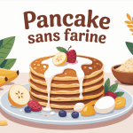 recette pancake sans farine pile illustrée avec ingrédients