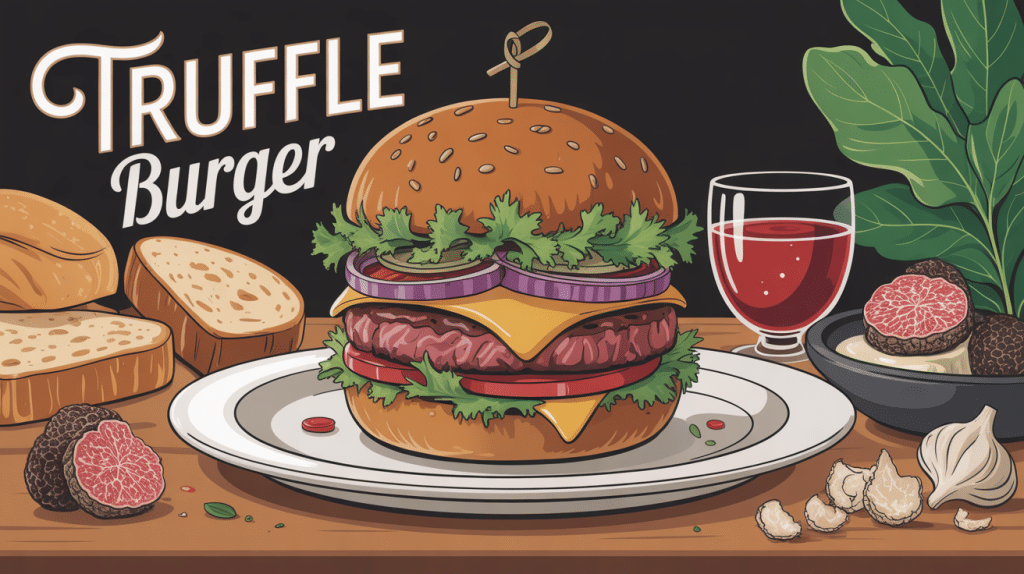 illustration truffle burger gastronomique ingrédients clés
