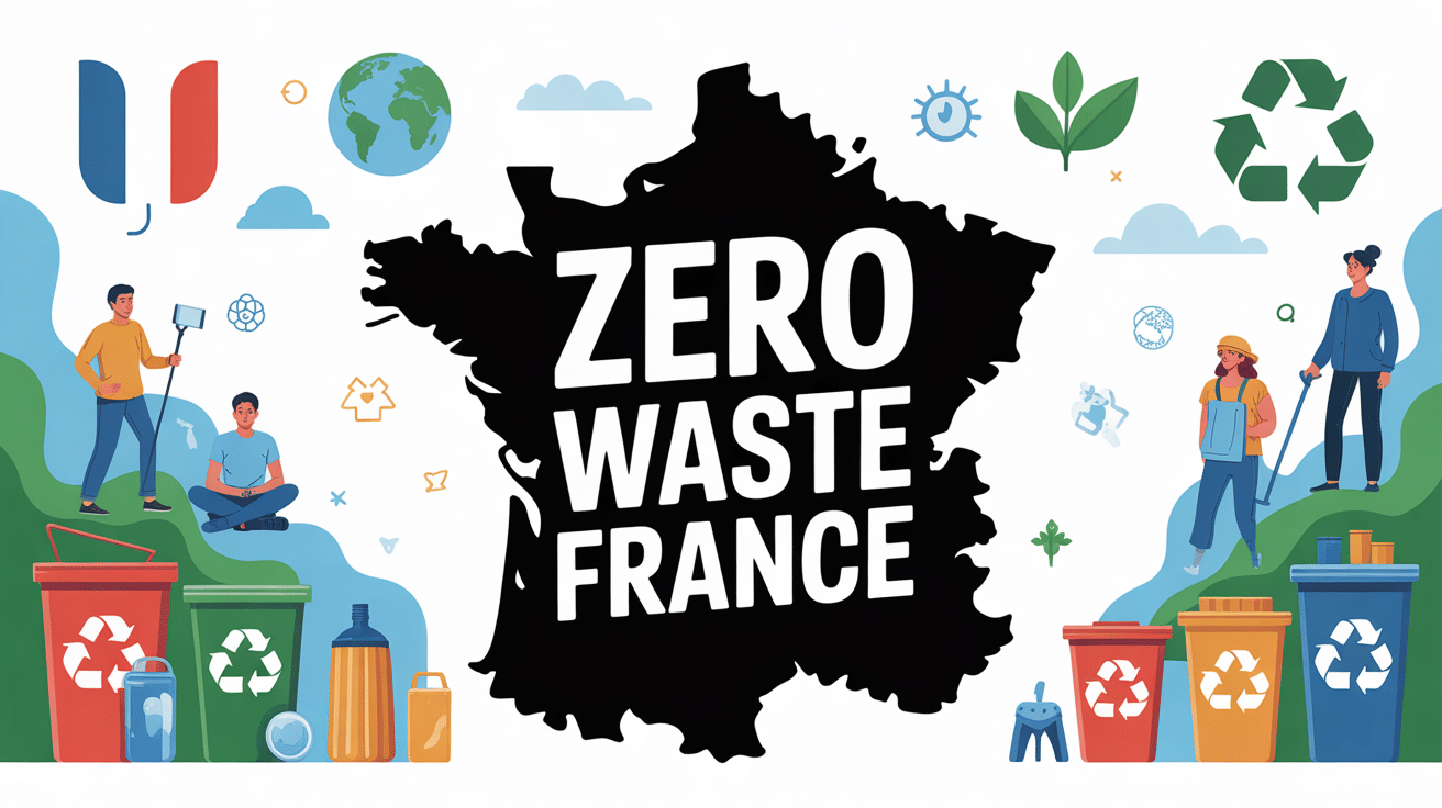 Illustration du mouvement zero waste france avec France, citoyens, recyclage