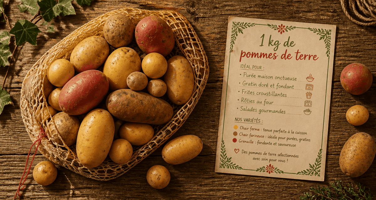 1 kg de pommes de terre variétés sur table