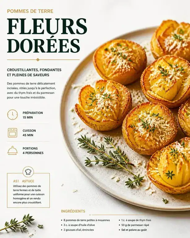 Fleur de pomme de terre croustillante au four