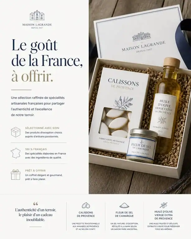 Coffret cadeau de spécialités françaises gastronomiques pour offrir