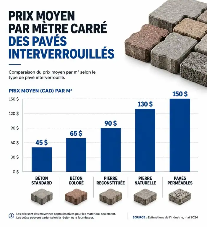 Comparatif des prix des pavés autobloquants au m2 par matériau