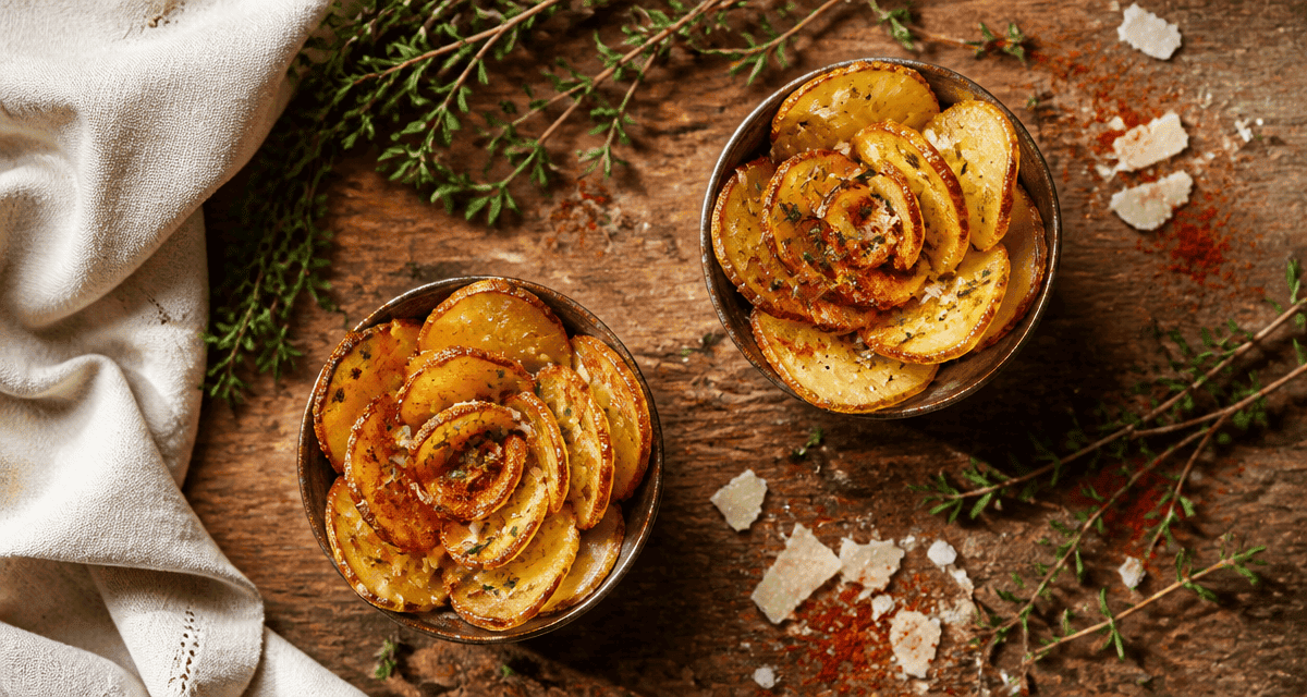 fleur de pomme de terre croustillante sur table en bois
