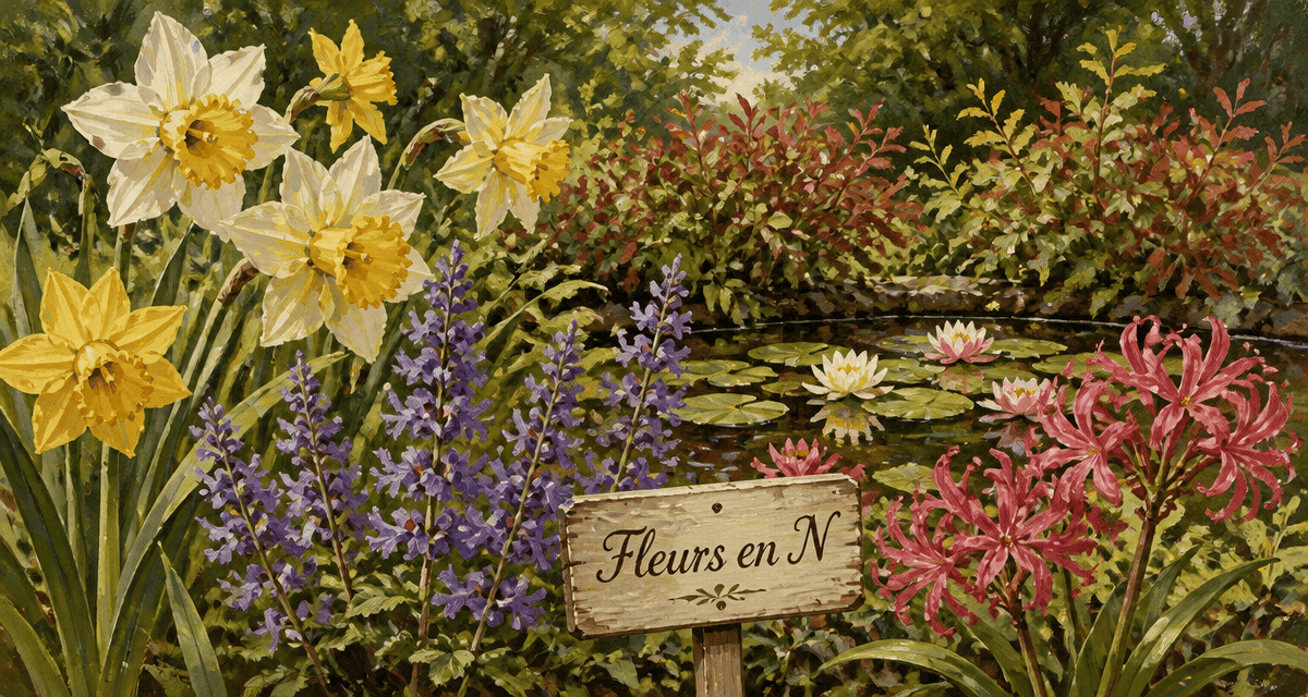 fleur en n dans un jardin printanier luxuriant
