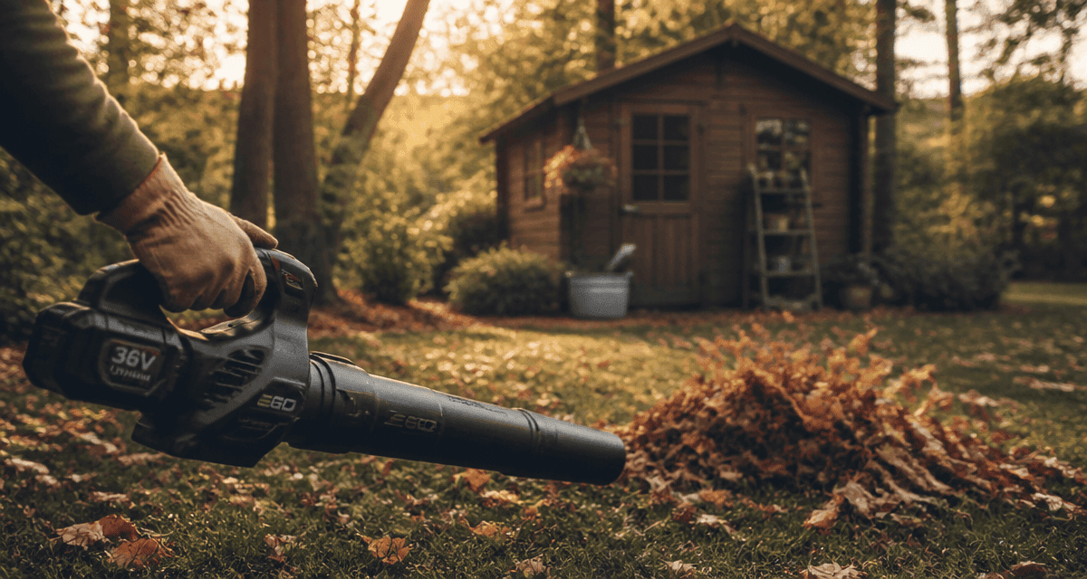 meilleur souffleur sur batterie utilisé dans un jardin