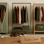 penderie simple tissu métal bois organisation