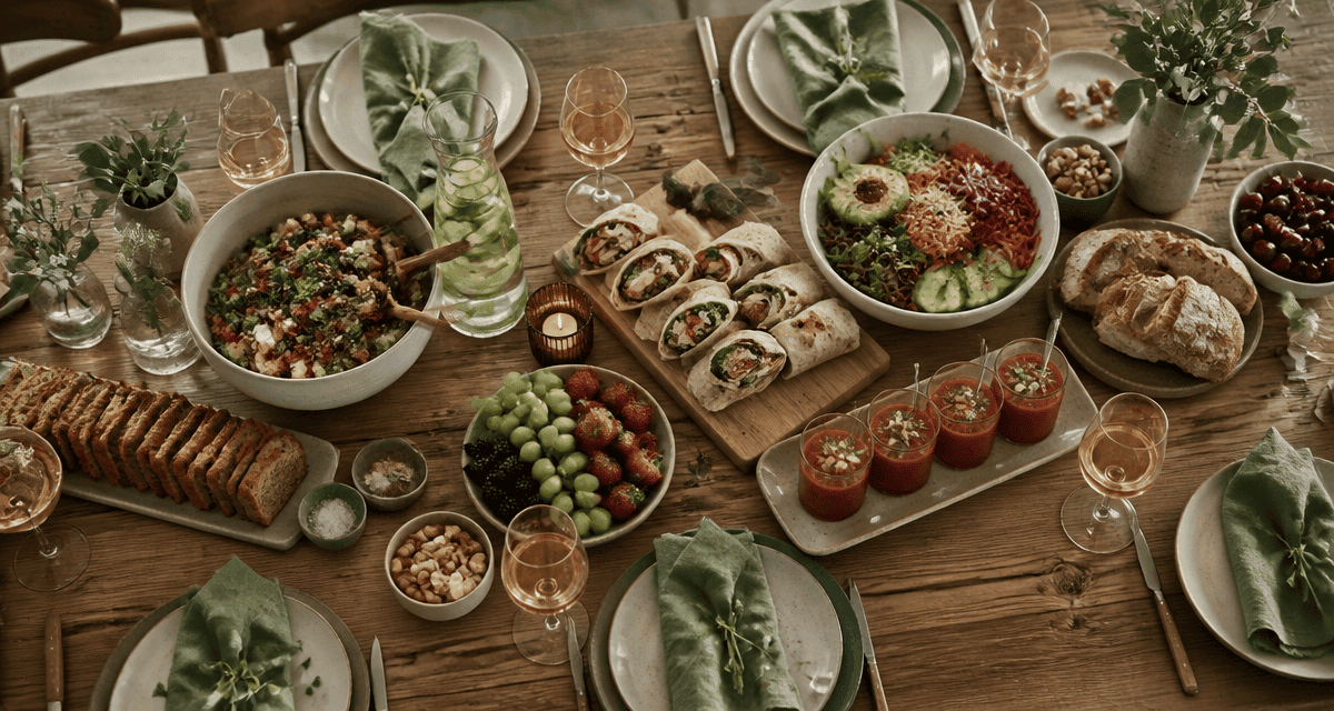 Repas froid entre amis table dressée
