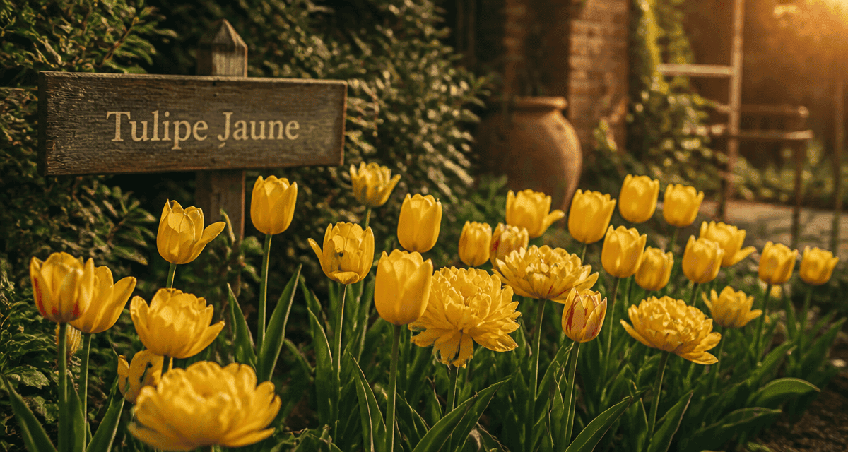 Tulipes jaunes variétés au soleil