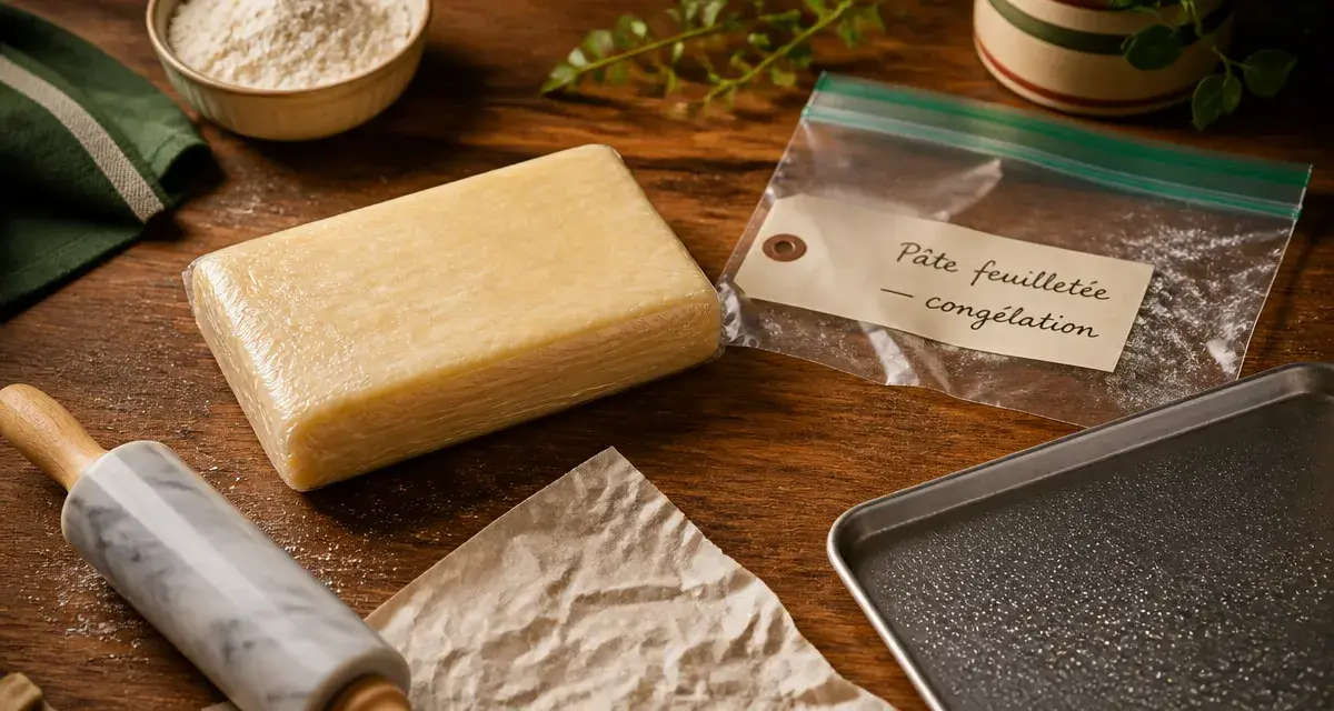 Congeler pate feuilletée : pâte congelée emballée, prête à décongeler