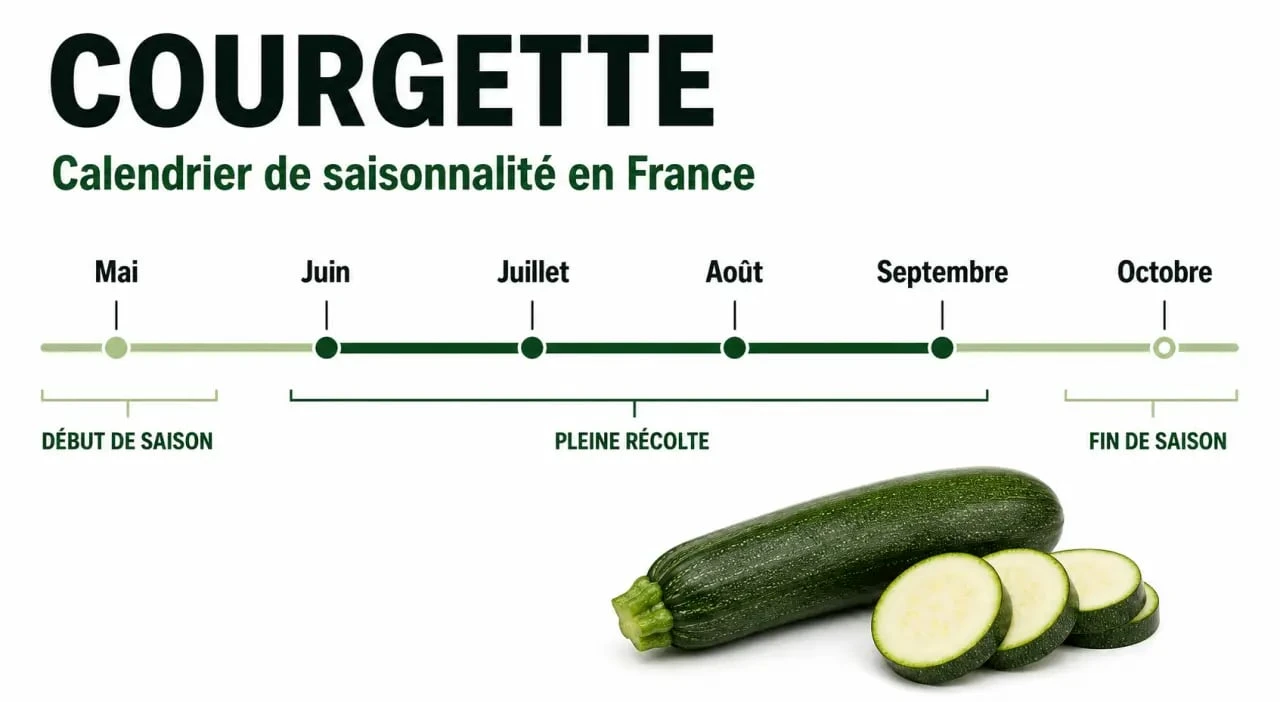 Calendrier de saisonnalité de la courgette en France : période de récolte et de consommation