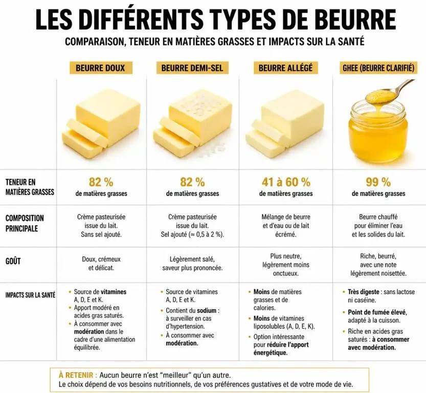 Infographie comparative des types de beurre pour la santé