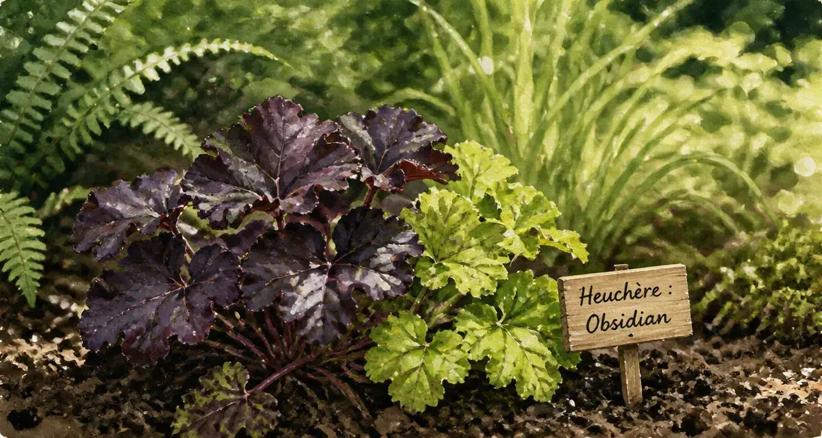 Les plus belles heuchères Obsidian en jardin mi-ombre