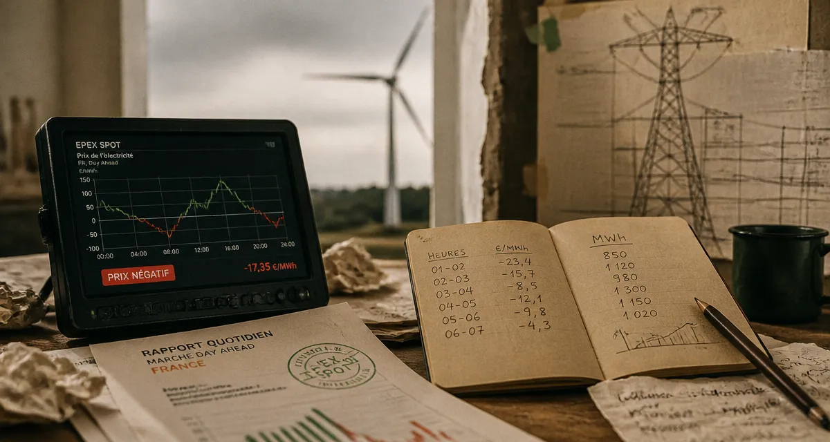 Prix négatif électricité : 560 heures en 2024 (EPEX SPOT)
