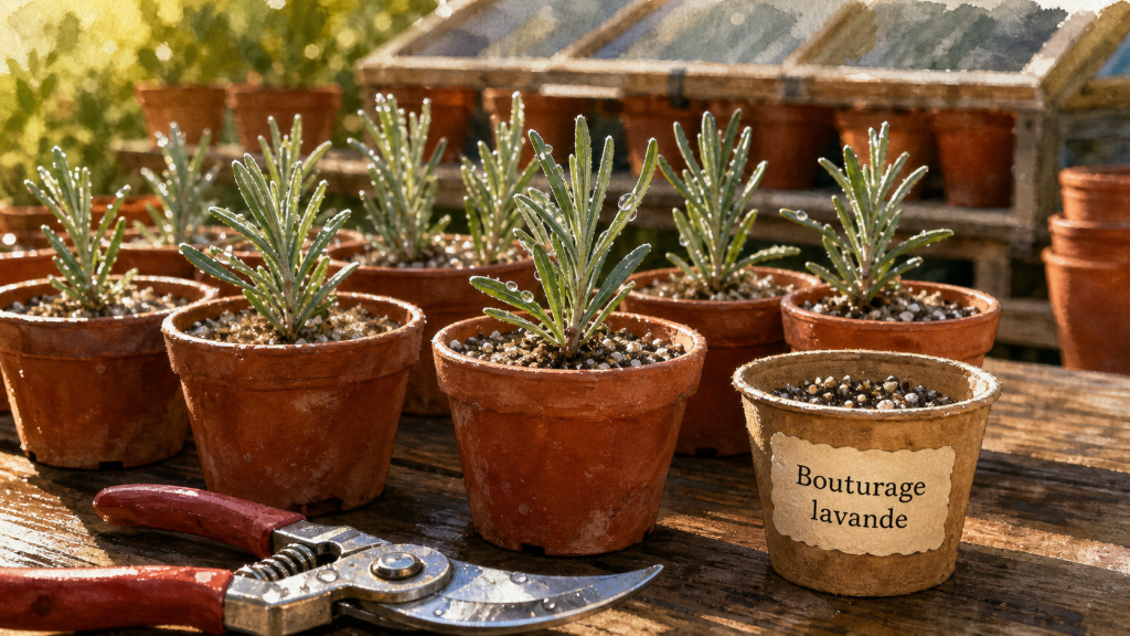 Quand bouturer la lavande : bouturage en pots avec mélange sable et perlite