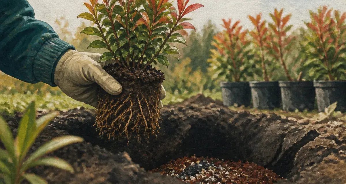 Quand planter photinia : motte et plantation en pleine terre