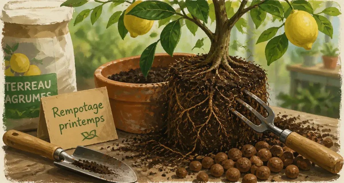 Quand rempoter citronnier : rempotage printemps en pot
