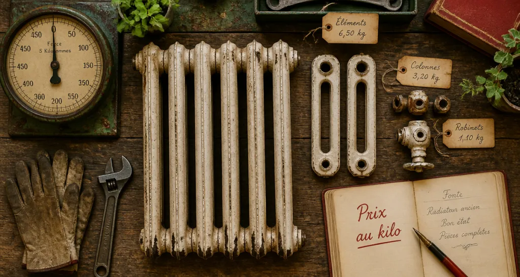 radiateur en fonte prix au kilo sur établi avec balance