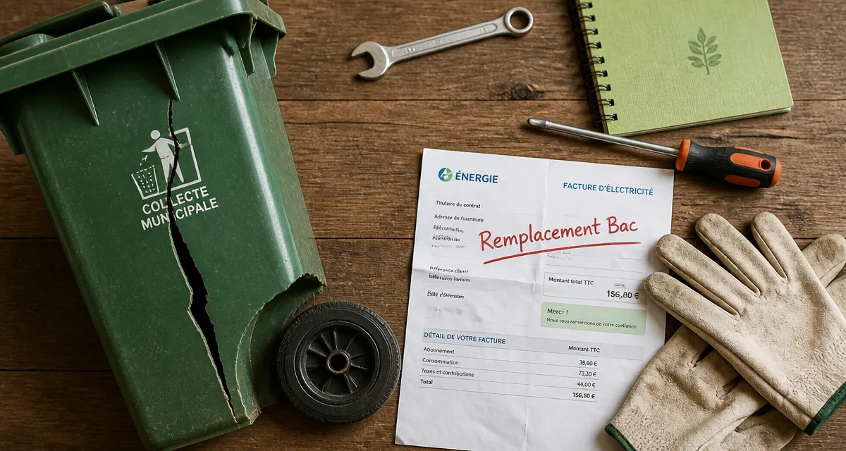 remplacement poubelle cassée bac fissuré