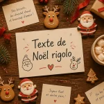 texte joyeux noël rigolo carte sur table de noël