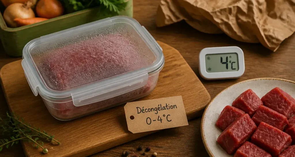 Viande décongelé : combien de temps au frigo à 4°C