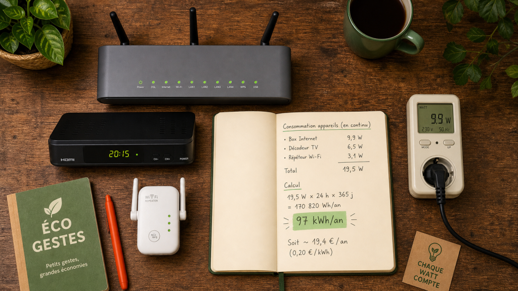 Combien consomme une box internet : 97 kWh/an en continu