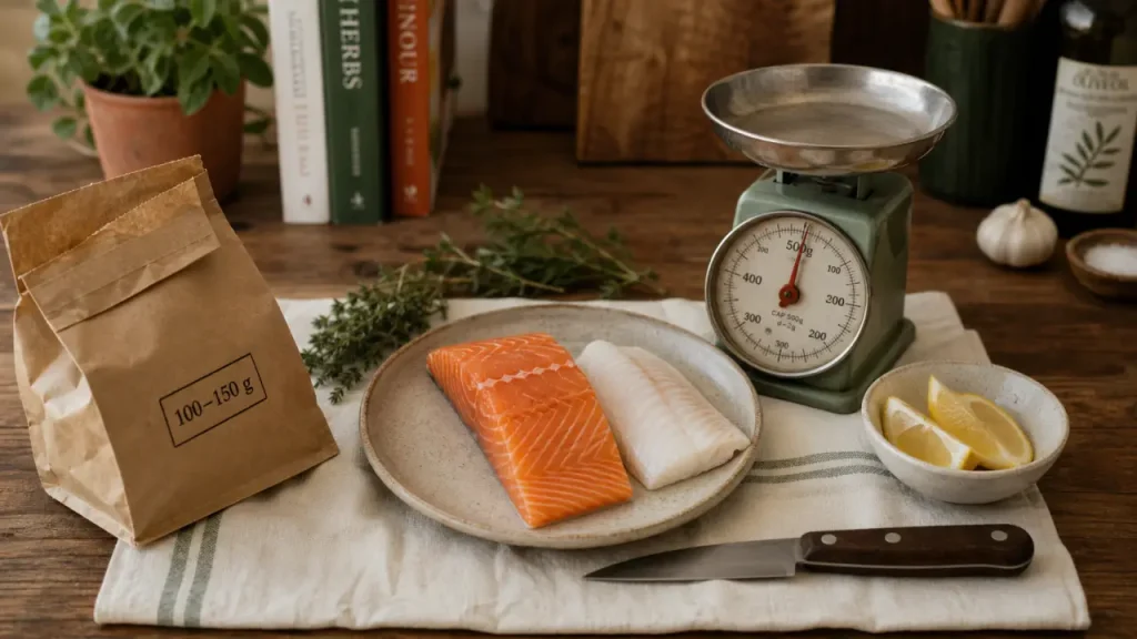 Combien de gramme de poisson par personne : repère 100–150 g, cru et cuit