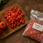 Congélation tomate crue : tomates crues à congeler, en dés et entières