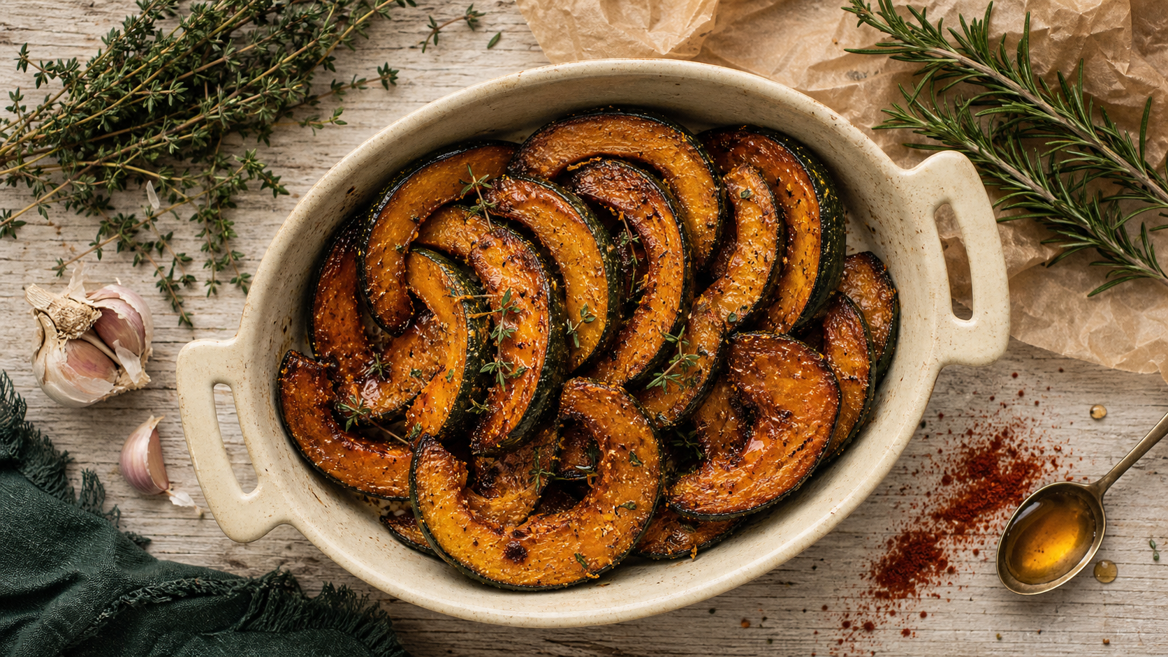Cuisson potimarron au four : tranches dorées, peau gardée