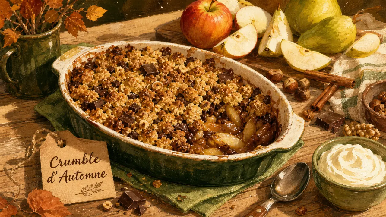 Dessert d automne crumble pommes poires chocolat