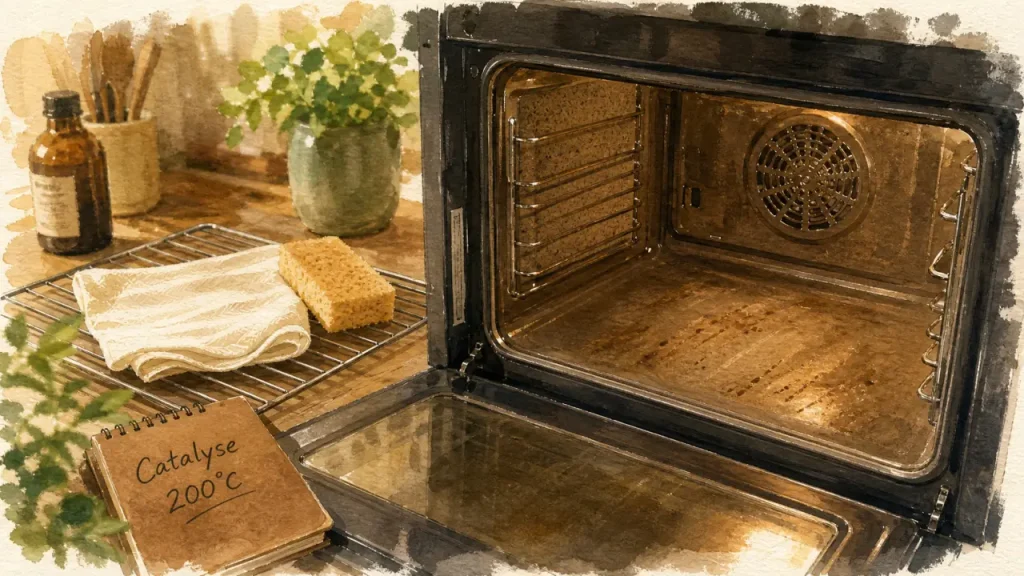 Nettoyage four par catalyse à 220°C, parois émail microporeux et gestes précis