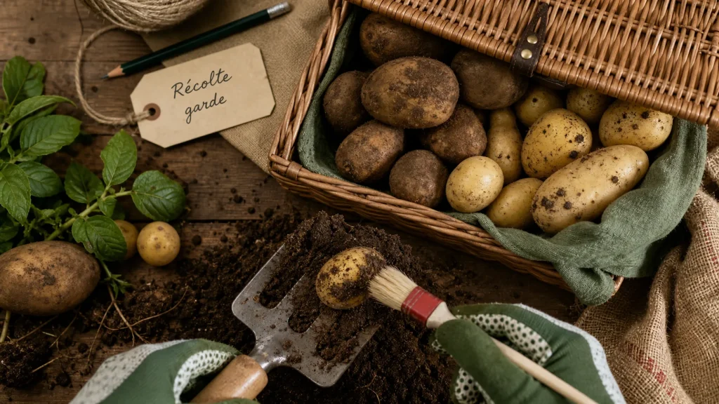 Quand recolter les pomme de terre : feuillage fané, peau ferme, 1 à 2 jours de séchage