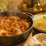 Recette au poulet marocain : poulet mijoté et riz safrané