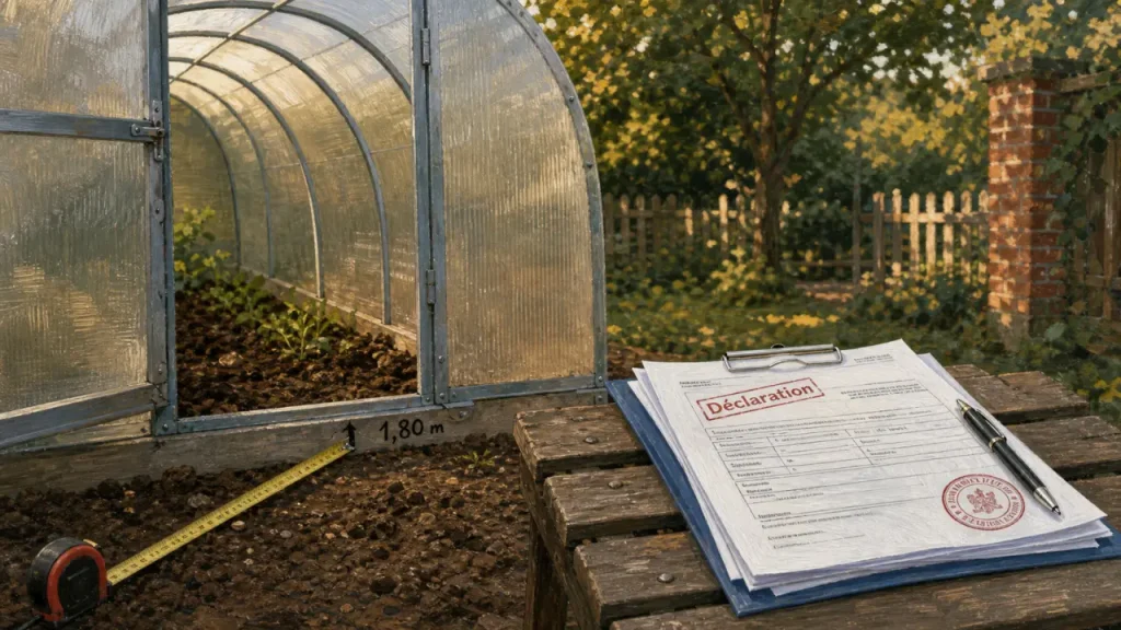 Serre de jardin et taxe d’aménagement : 1,80 m, 4 m et les pièges du PLU