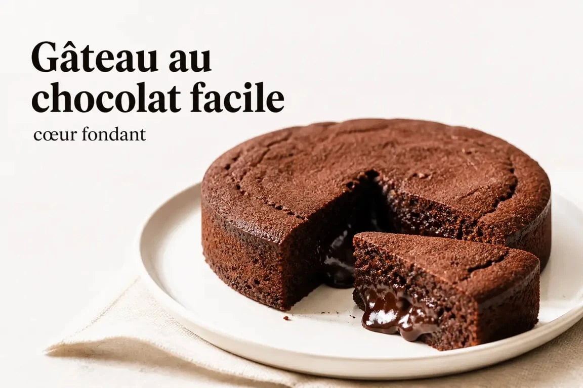 Recette gâteau au chocolat facile : gâteau moelleux et fondant servi sur une assiette