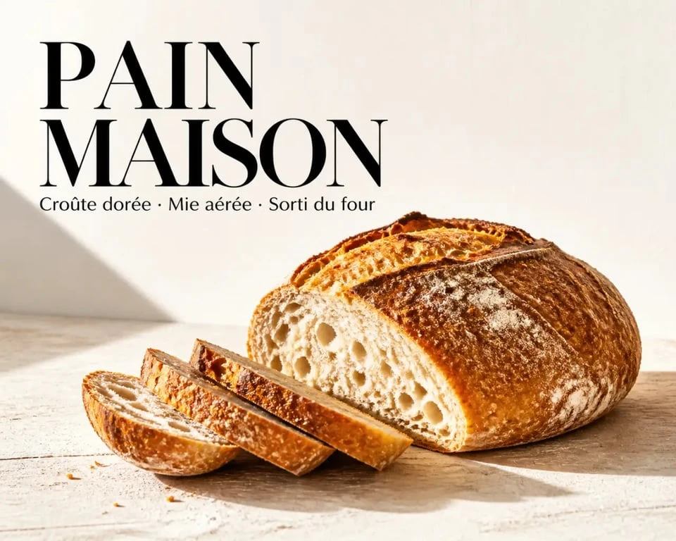 Recette pain maison doré et croustillant, fraîchement sorti du four
