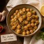 Pois chiche recette ail-citron : bol de pois chiches