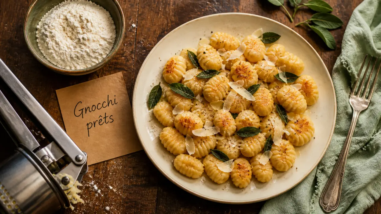 Recette gnocchi maison : gnocchi dorés au beurre, sauge et parmesan
